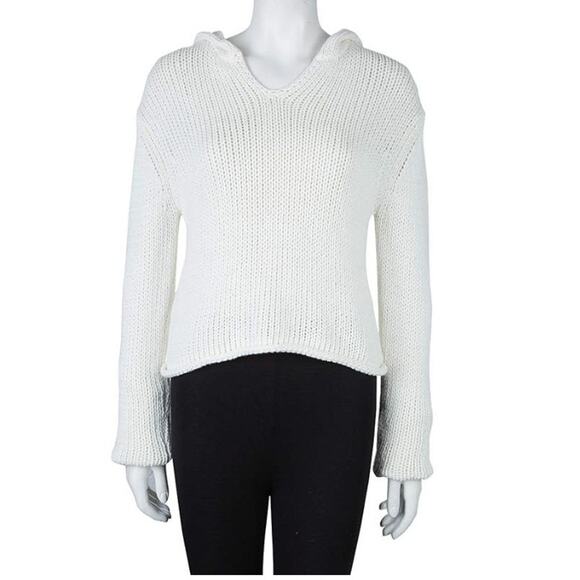 Alexander Wang Tops - T Alexander Wang White Knit Cropped Hoodie Small